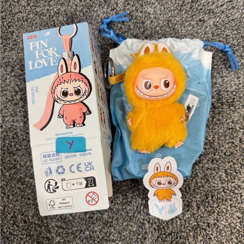 Authentic Opened Pin For Love Labubu Plush Letter Y